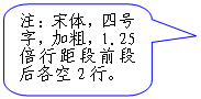 圆角矩形标注: 注:宋体,四号字,加粗,1.25倍行距段前段后各空2行。
